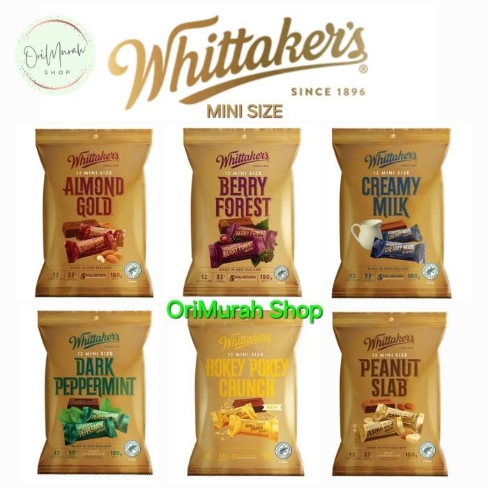 

Ready Coklat Whittakers Mini Size Slab Almond Gold Berry Forest Creamy Milk Hokey Pokey Crunch Dark
