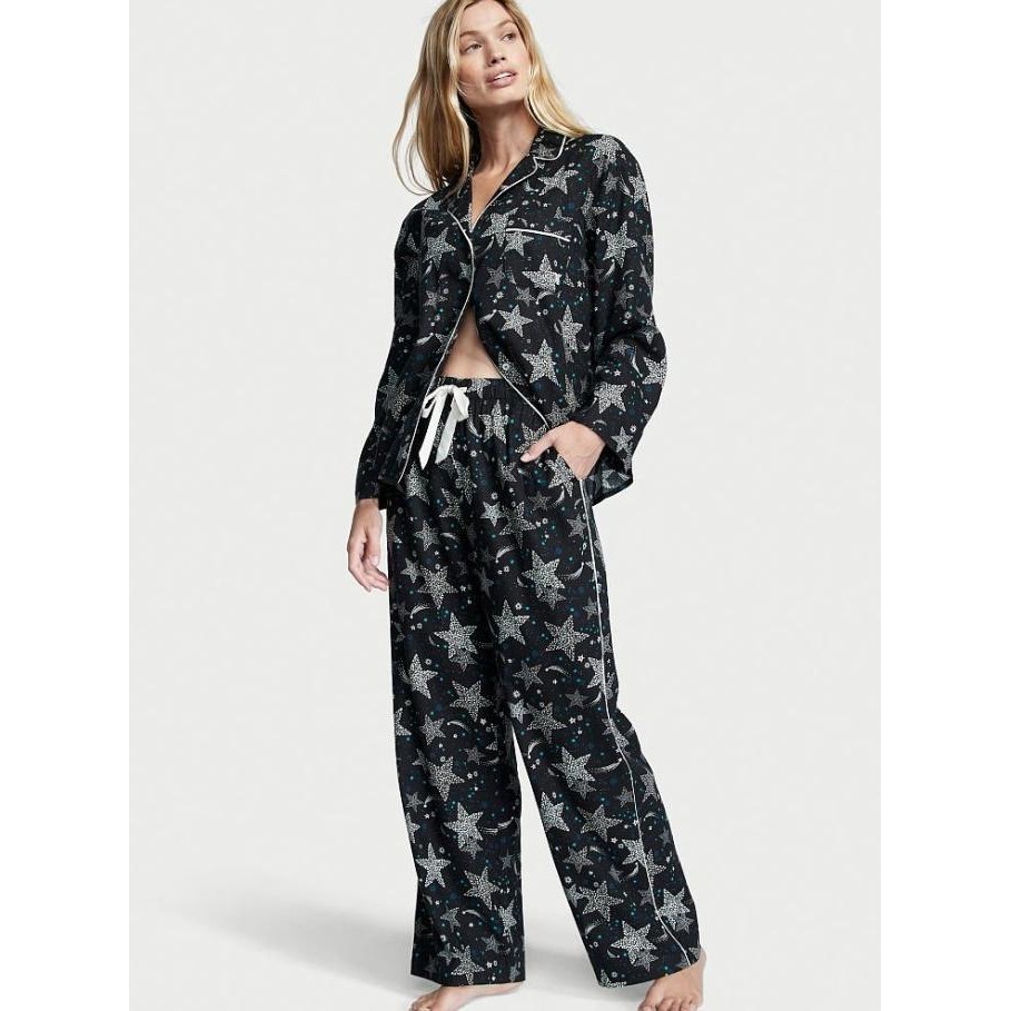 Baju Tidur Piyama Katun Victoria Secret Long Pajamas Set Original LC