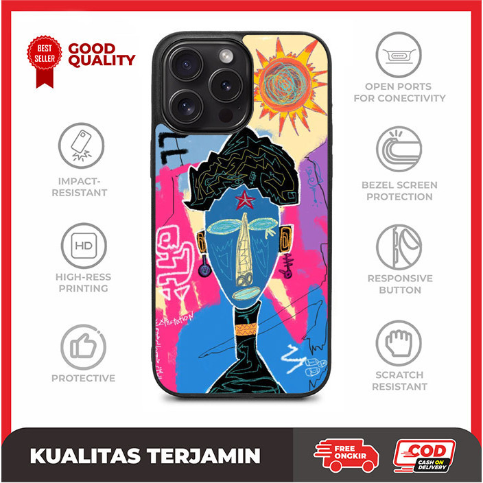 Case Casing iPhone 16 15 14 13 12 11 XR XS X 8 7 6 5 SE Pro Max Mini Plus Basquiat AE3022 Custom A12