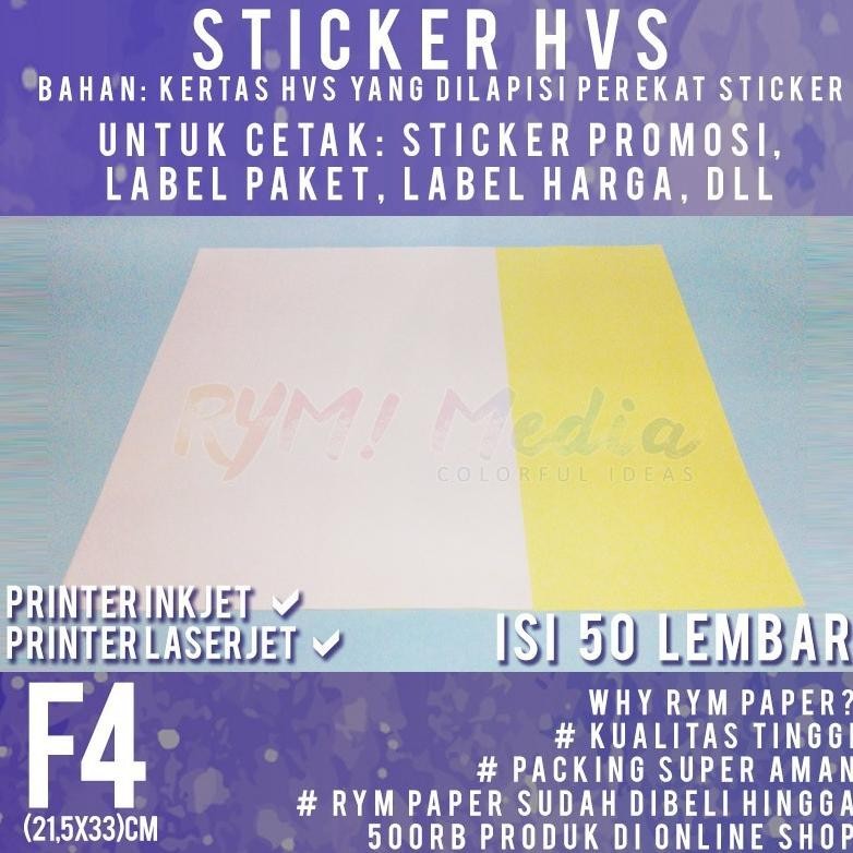 

TGH Sticker HVS F4 isi 50 lembar / Kertas Stiker Doff Matte Folio TERLARIS