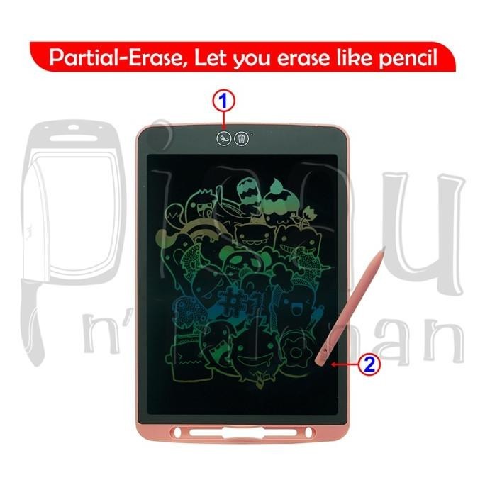 

PARTIAL ERASE LCD Writing & Drawing Tablet Multi Color 12 Inch Papan PWM