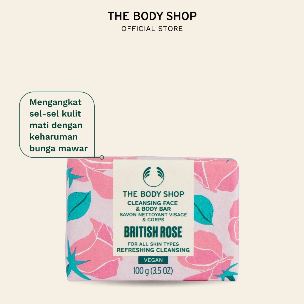 The Body Shop British Rose Cleansing Face & Body Soap Bar 100gr
