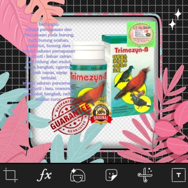 2 BOTOL TRIMEZYN BURUNG 10 butir obat lovebird kenari murai merpati sakit pilek lesu Lampam ID
