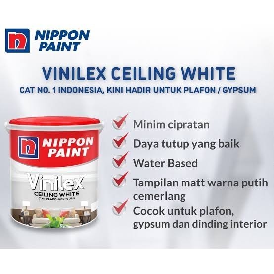 Cat Nippon Paint Vinilex Ceiling - Putih/White (5Kg)