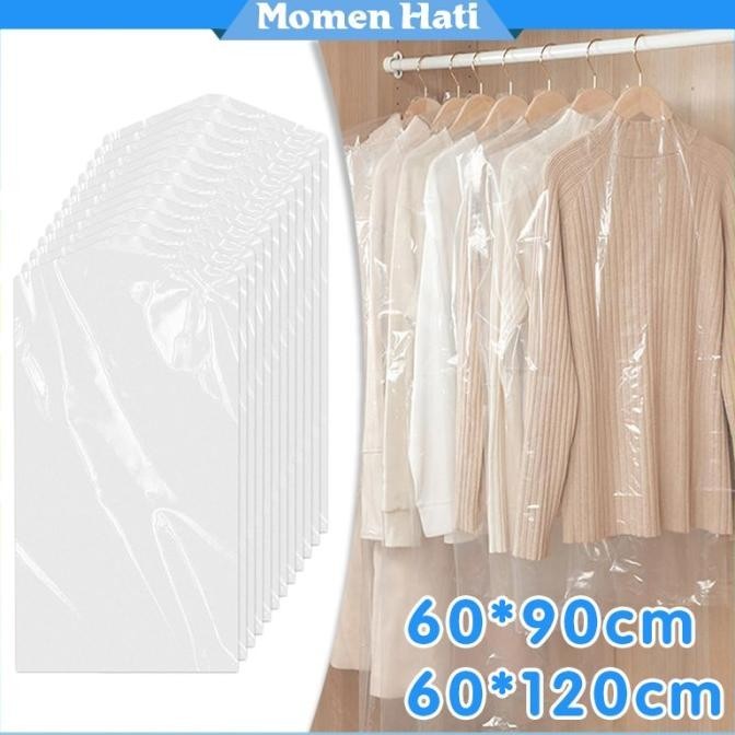 100 Pcs Plastik Baju Gantung Anti Debu Penutup Baju Gantung