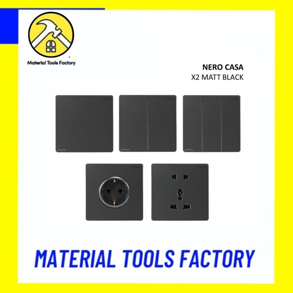 KLP - NERO CASA X2 MATTE BLACK SAKLAR STOP KONTAK FRAME - STOP KONTAK NERO - SAKLAR NERO - INBOWDUS 