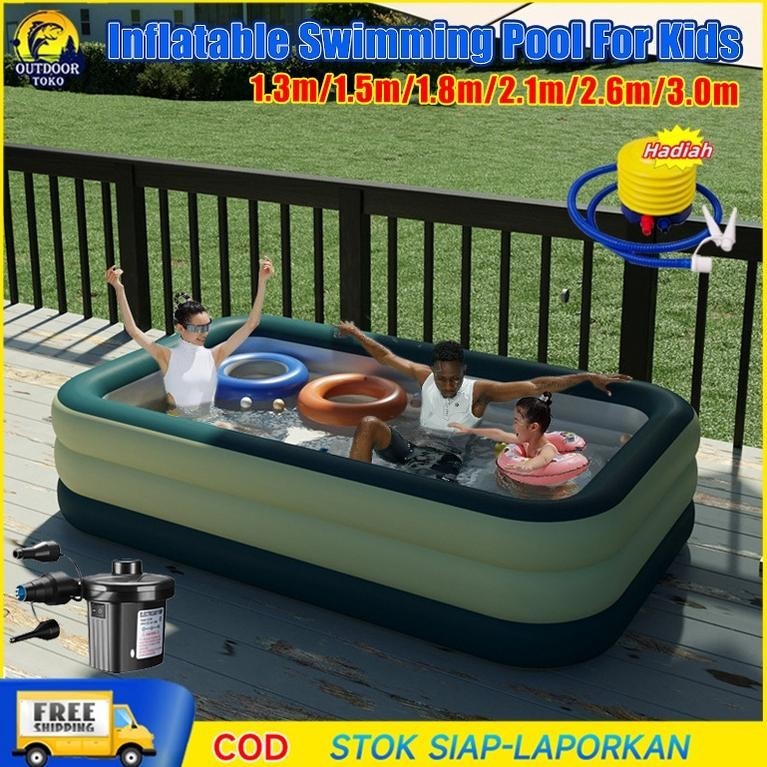[DISKON] Gratis pompa + bola*5Kolam renang anak kecil /kolam renang anak 3 ring gelembung/kolam rena