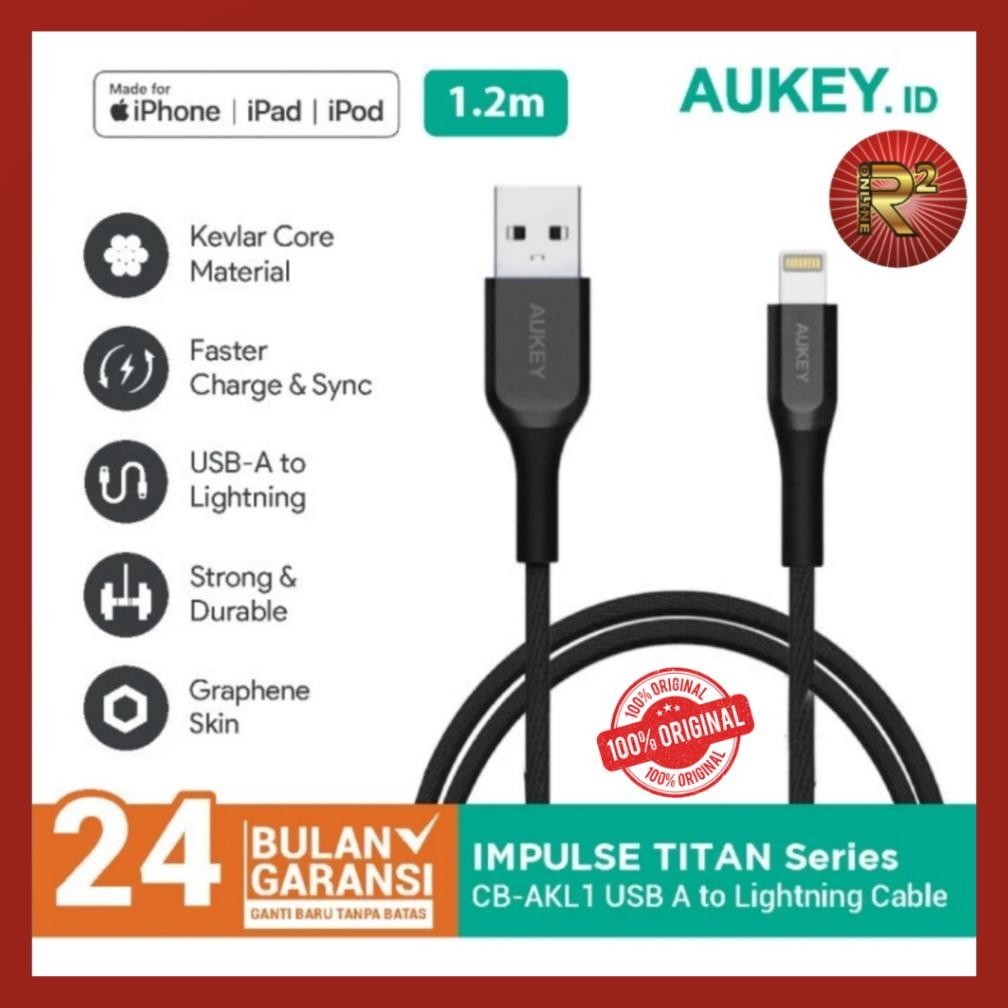PROMO  Aukey CB AKL1 Cable USB A To Lightning Kevlar 1.2M Original Garansi Resmi Aukey