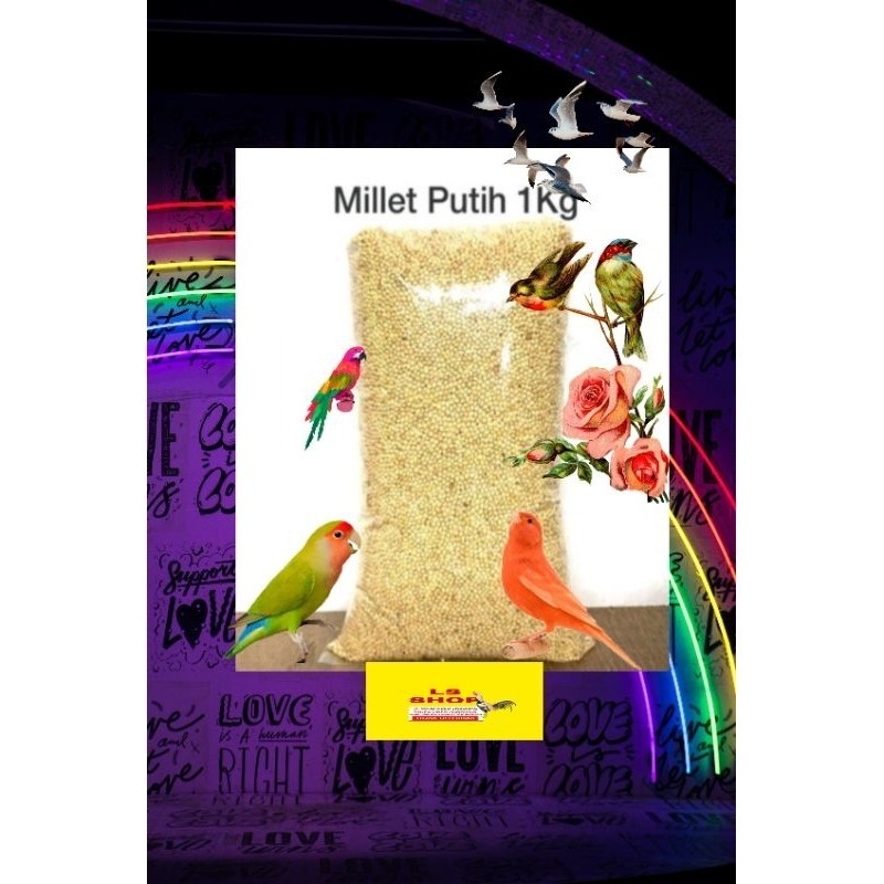 sekilo milet putih / milet merah / milet campur makanan burung lovebird perkutut kenari semua burung