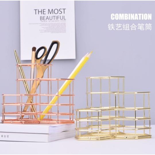 

tempat alat tulis pen stand organizer stationary kuas makeup atk besi