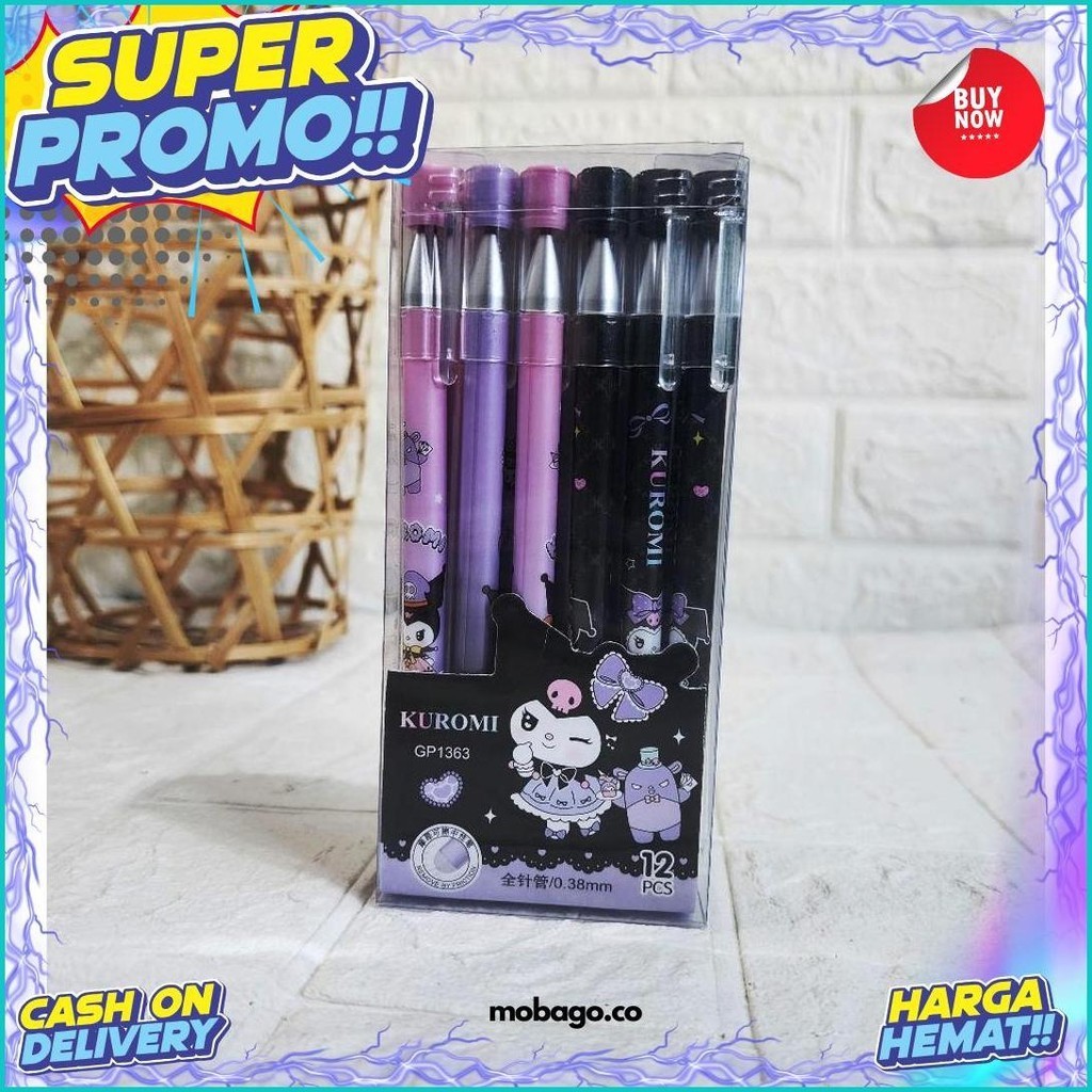 

(Krmi) 12 Pcs Sarino Pulpen Gel Bisa Dihapus/ Pen Gel Hapus Karakter Lucu Kuromi