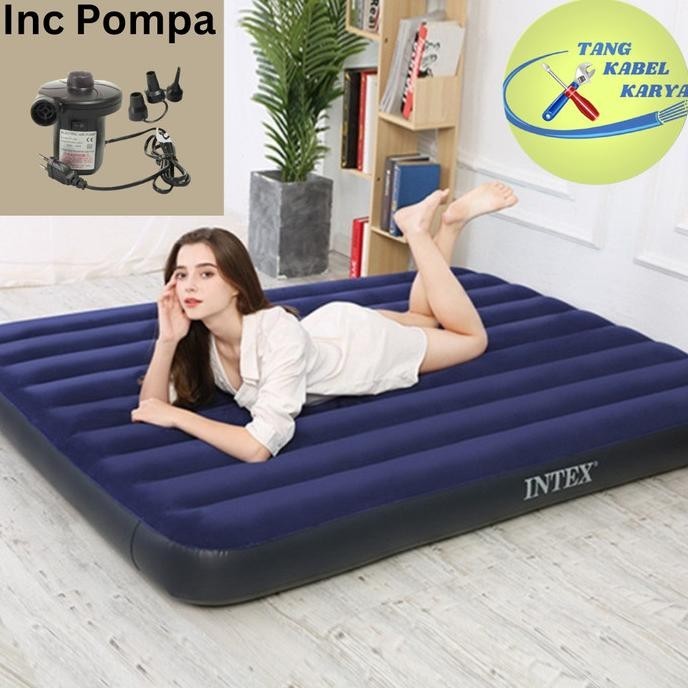 PAKET HEMAT POMPA ANGIN LISTRIK OSLO + KASUR ANGIN INTEX DURABEAM ,