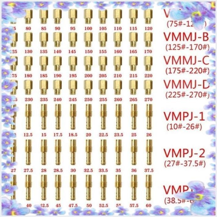 [SIN] 10 SET MAIN PILOT JET MIKUNI VM TM VM22 VM24 VM26 VM28 NINJA SATRIA R