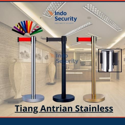 

BACK TO SCHOOL TIANG PEMBATAS ANTRIAN STAINLESS - TIANG PUTIH, PITA MERAH 2M