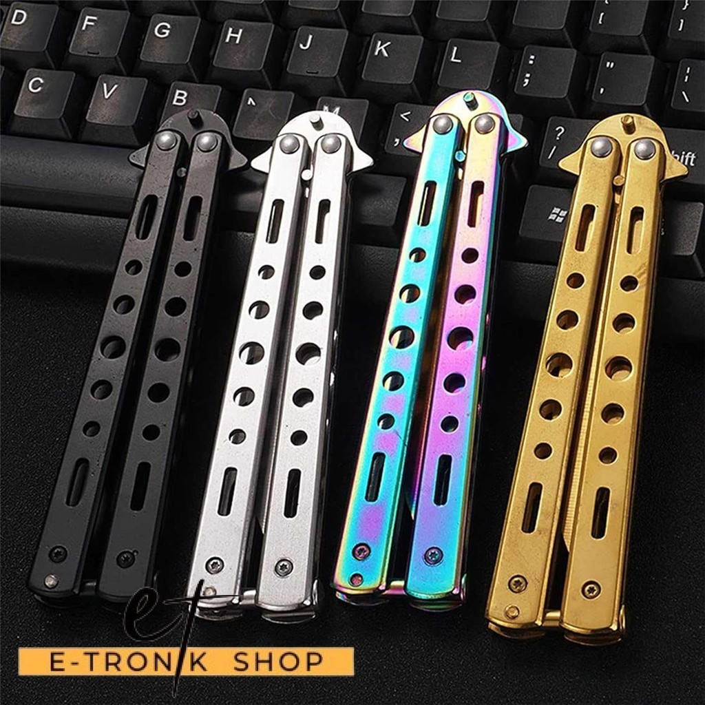 ETRONIK KNIFEZER Pisau Lipat CS Go Balisong Folding Knife Stainless Steel - C3