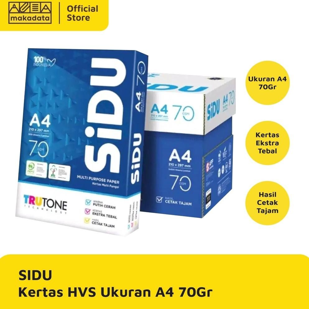 

BACK TO SCHOOL KERTAS HVS / PRINT / FOTOCOPY SIDU A4 70 GRAM (1BOX) MURAH