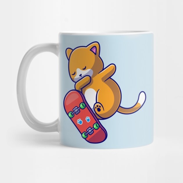Mug Kopi Kartun Skateboard Bermain Kucing Lucu Cute Cat Playing Skateboard Cartoon Coffee Mug
