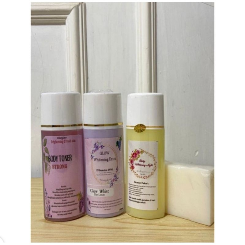 PAKET LOTION PEMUTIH BADAN AMPUH 3 IN 1 SUPER AMPUH MEMUTIHKAN (gratis sabun susu)