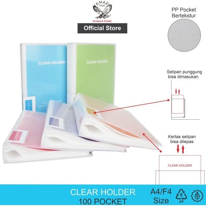 

EAGLE Clear Holder Document Keeper Display Book A4 / F4 100 Pocket