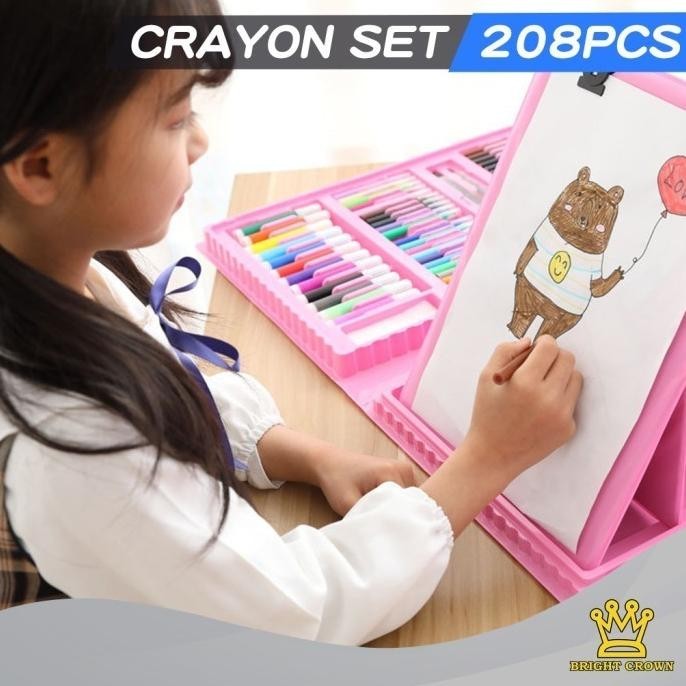 

BrightCrown Pensil Warna Crayon Set Isi 208pcs/ Crayon set Macam Warna