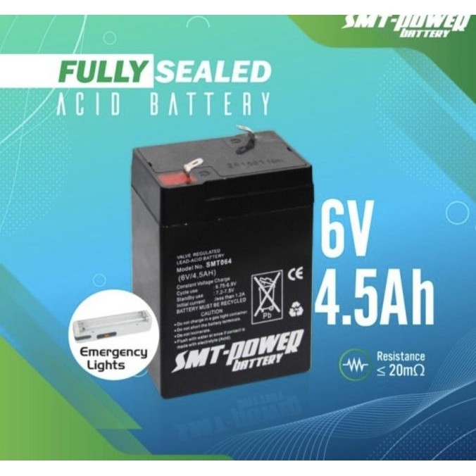 Battery 6V 4,5 Amper Emergency Lamp / Aki Kering Lampu Baterai 6V 4.5A