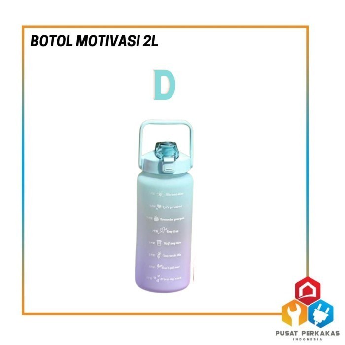 SALE YIBEN BOTOL MINUM VIRAL MOTIVASI 2 LITER / BOTOL PENANDA WAKTU