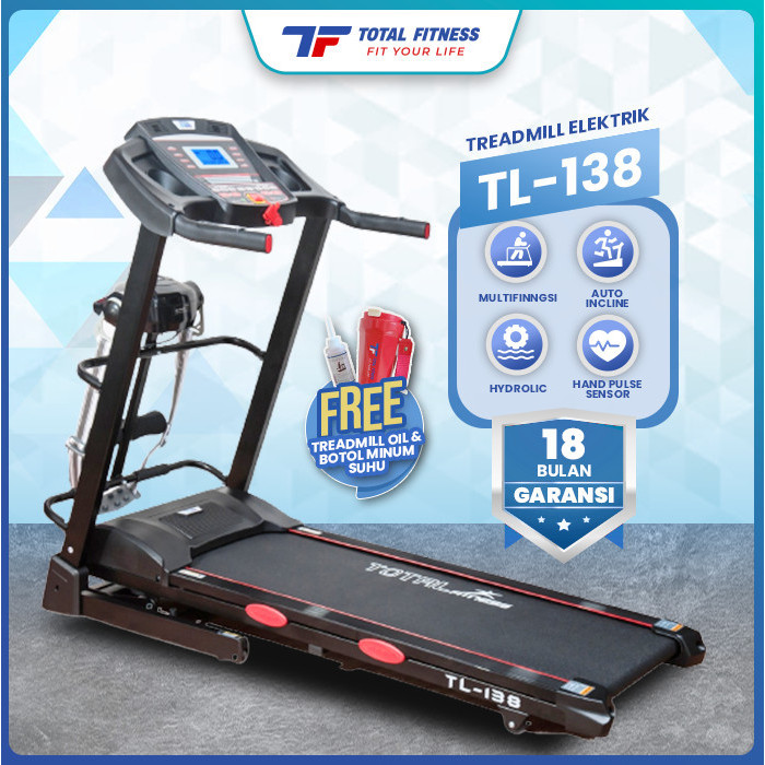 TOTAL FITNESS Treadmill Elektrik Medium Automatic Incline TL-138 - Merah