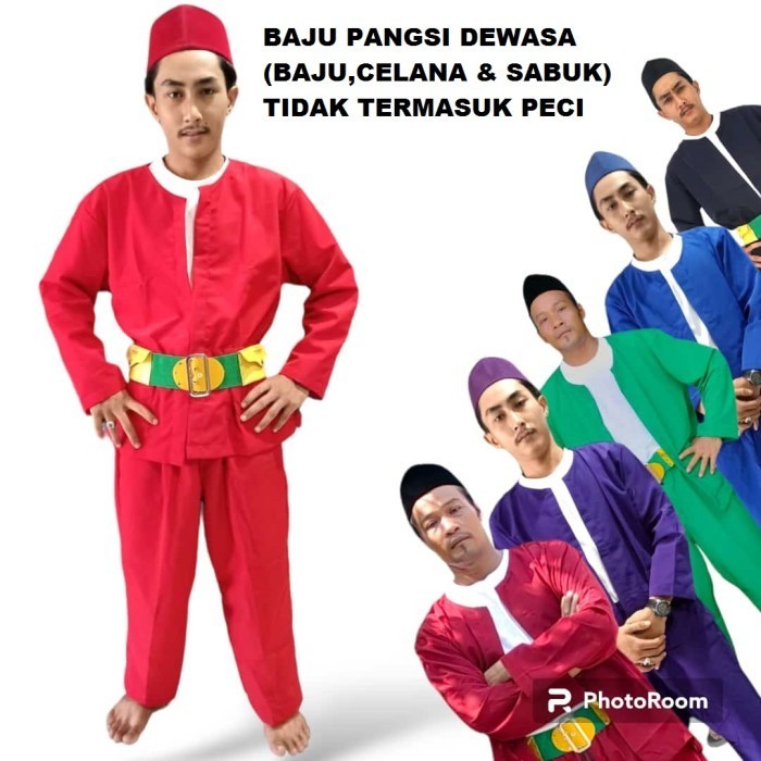Stelan Setelan Baju Pangsi Pakaian Adat Betawi Dewasa Dan Sabuk