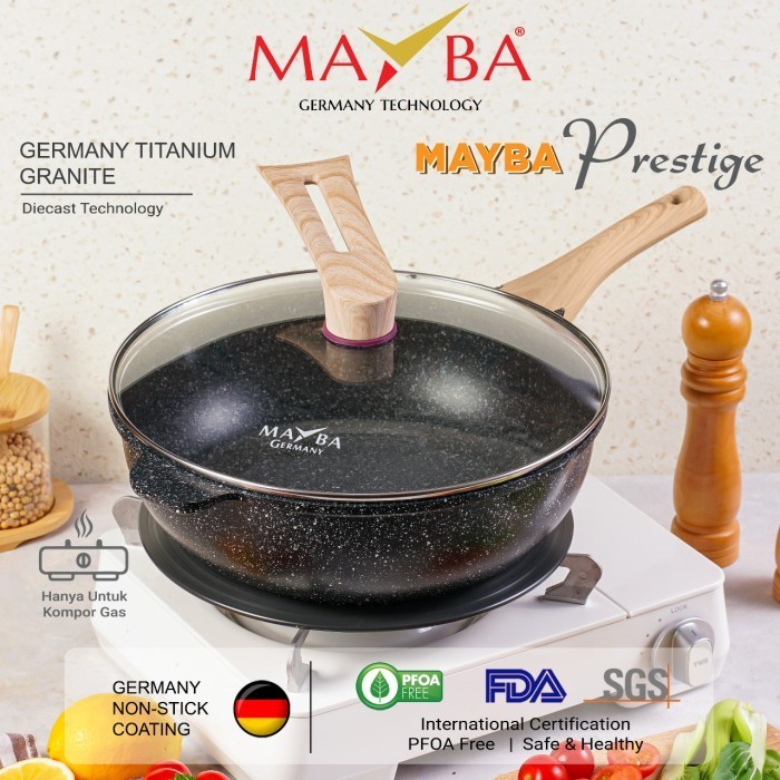 Mayba Wajan Wok Pan 30 Cm Panci Prestige Black Granite Jerman