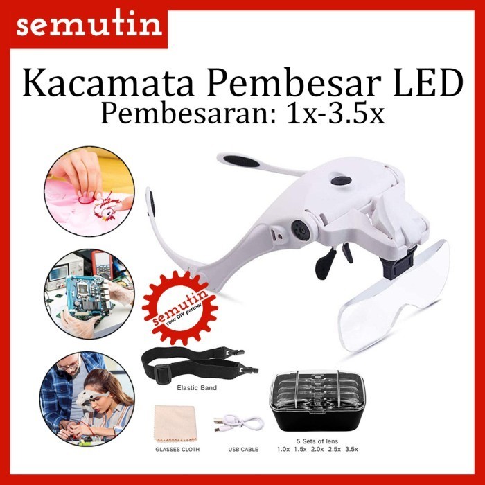 

Kacamata Pembesar LED 1x-3.5x AG25 / Lampu Reparasi Servis Service