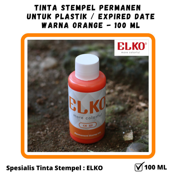 Tinta Stempel Permanen Plastik Expired Date Warna ORANGE - ELKO 100 ML