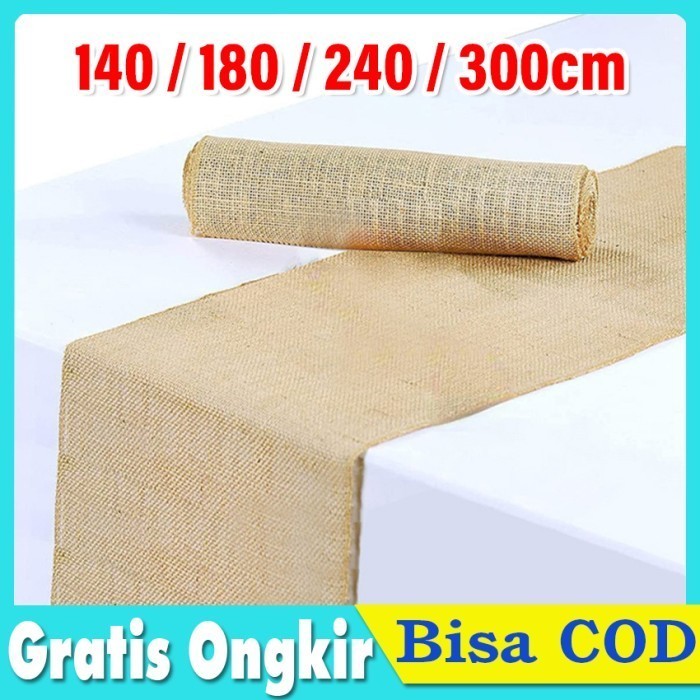 Limited Edition Taplak Meja Makan Burlap Goni Table Runner Kain Goni