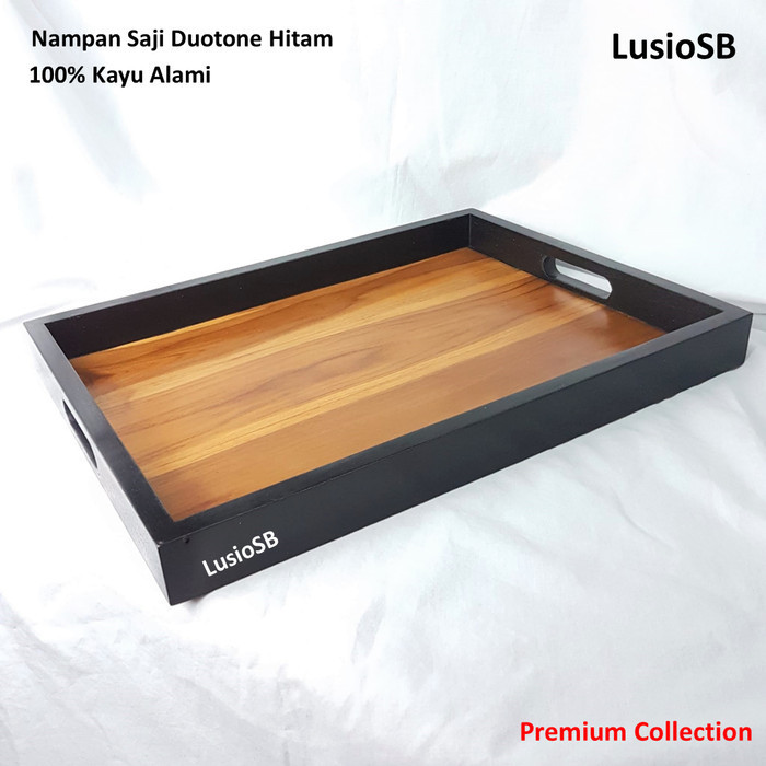 Nampan Kayu Saji Duotone Hitam / Nampan Besar / Wooden Tray