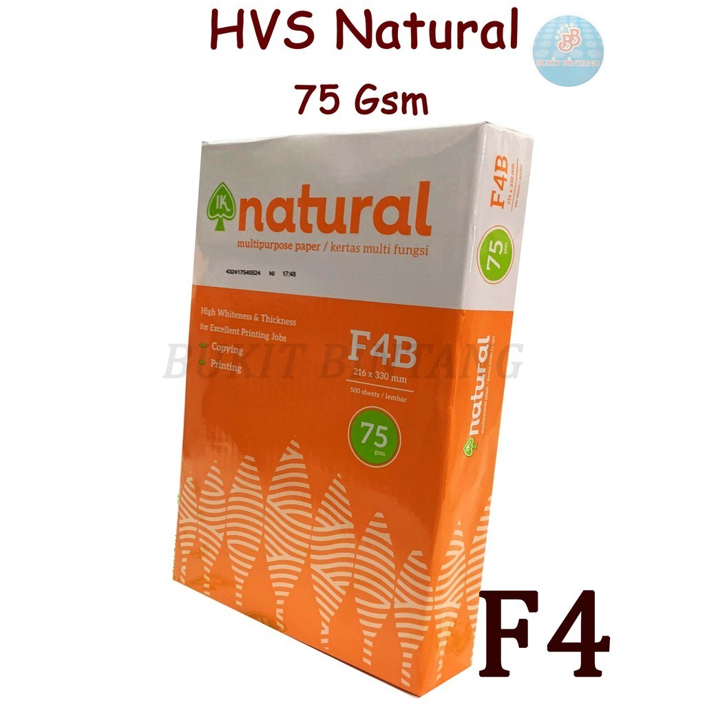 

Kertas HVS Natural 75 Gsm Ukuran F4 ,1 RIM / 500 Lembar