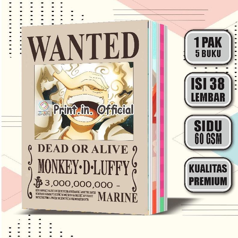 

Premium Buku Tulis Custom One Piece Luffi, Zoro, Sanji, Nami, Usop, 38 Lembar / Buku Tulis Sekolah Cod