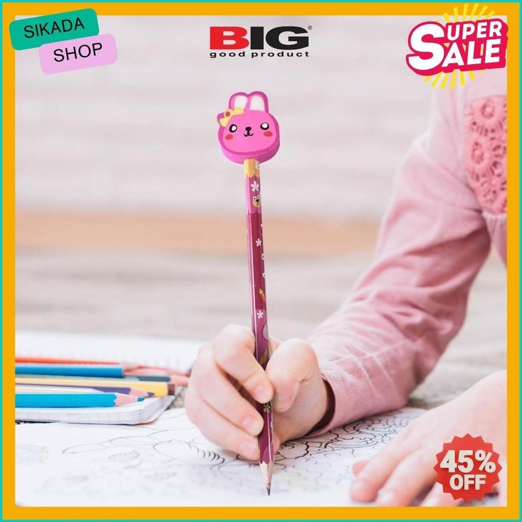 

24 Pcs Big Pensil 2B & Penghapus Hewan Lucu Graphite Pencil Ps-888 (Cod)
