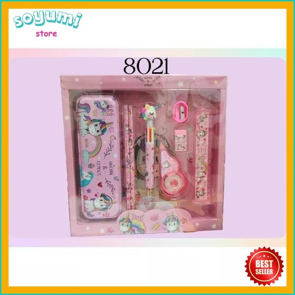 

8021 Set Alat Tulis Souvenir Ultah Isi 8 Pcs Ada Type-X & Pen Cetek (Murmer)