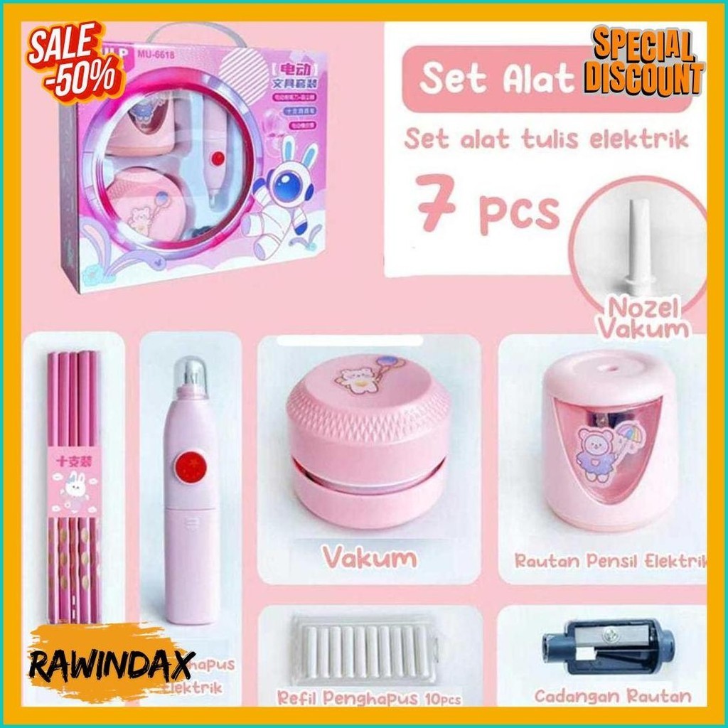 

(Mi) Set Alat Tulis Sekolah Elektrik Rautan Penghapus Vacuum / Electric Stationery Set Lengkap (Murmer)