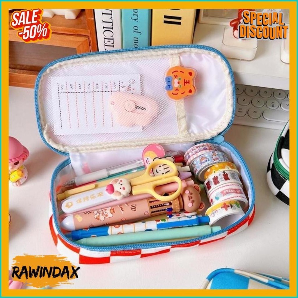 

Matougui - Checkered Pencil Case Kotak Pensil Sleting Besar Korea Lucu Tempat Penyimpanan Pencil Case (Lagi Rame)