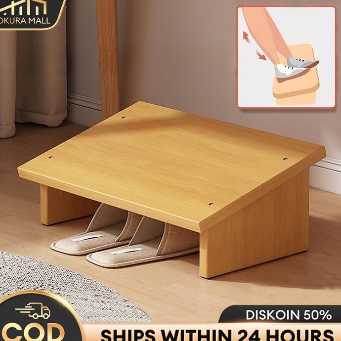 Footrest Bangku Kayu Bangku Pinjakan Kaki Slip Stool Meja Kantor Bangku Bangku Pijakan