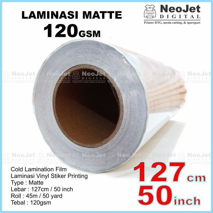 

Bahan Laminasi Dingin Matte Doff 120 gsm 127 cm panjang 45m / 50 Yard