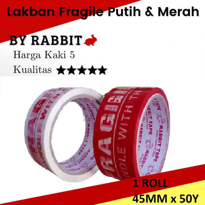 

Lakban Fragile MERAH / PUTIH 2" 45MM X 50 Yard 1DUS ISI 72 ROLL