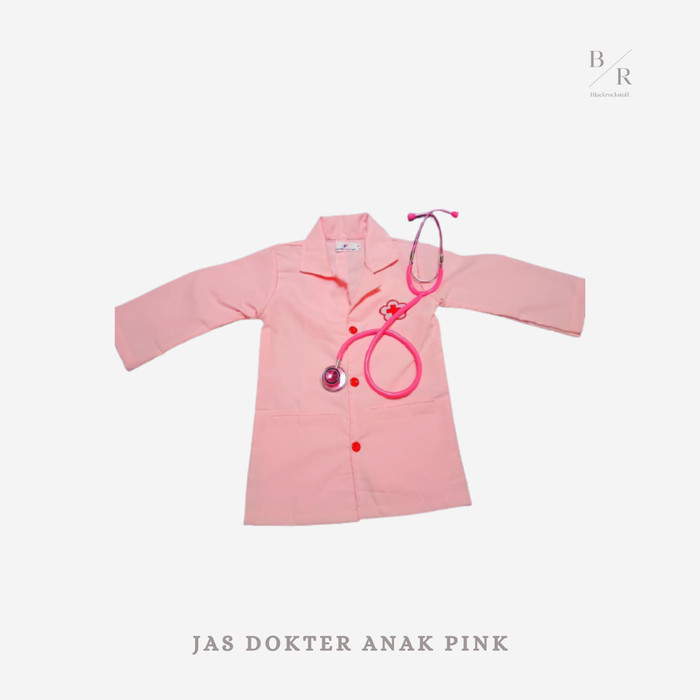 Jas Dokter Pink Perempuan + Stetoskop / Baju Dokter Anak
