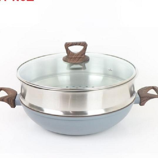 Cypruz Fp-1230 Wok Pan 30 Cm | Kuali Steamer Anti Lengket + Tutup