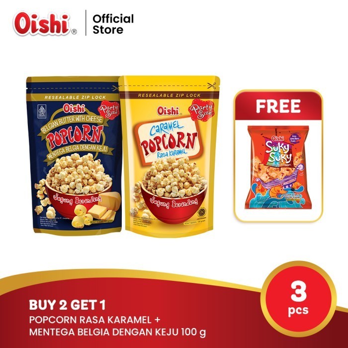 

EKSLUSIF [Buy 2 Get 1] Popcorn Karamel + Mentega Belgia Keju FREE Suky Suky