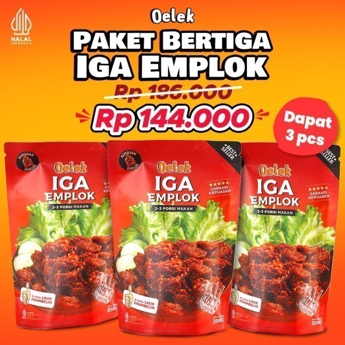 

TERMURAH Paket tiga Emplok Oelek Iga Emplok Iga Mercon Iga Sambal Oseng Iga