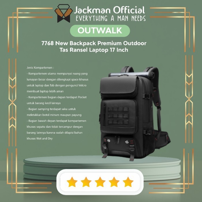 OUTWALK 7768 NEW BACKPACK PREMIUM OUTDOOR - TAS RANSEL LAPTOP 17 INCH