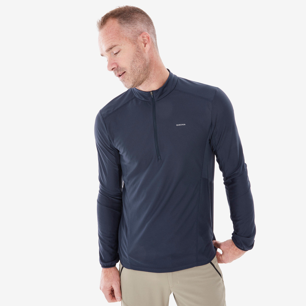 Decathlon Quechua Kaos Hiking Lengan Panjang Pria MH500 - Biru Tua- 8858926