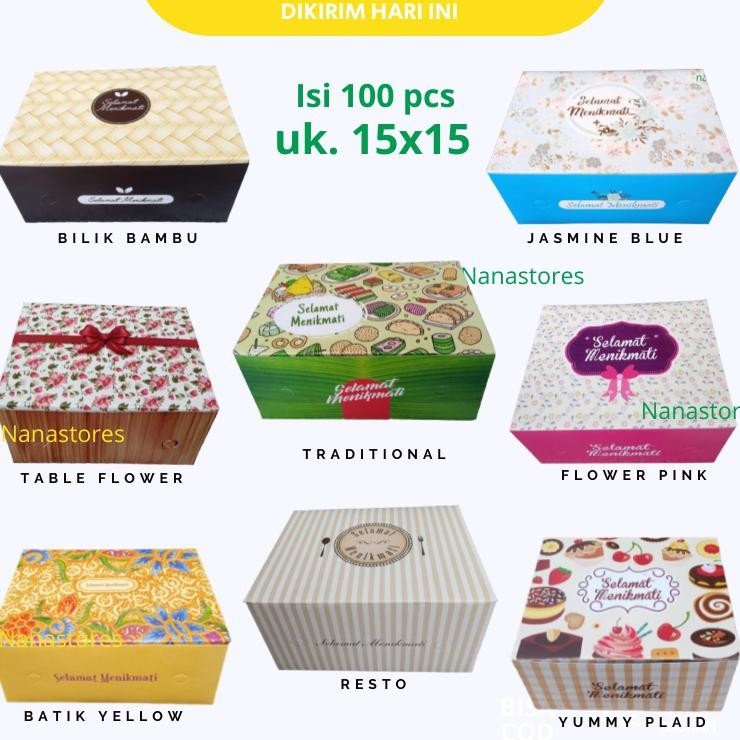 

100 Pcs Dus Kue Ukuran 15X15, Sna Box 15X15