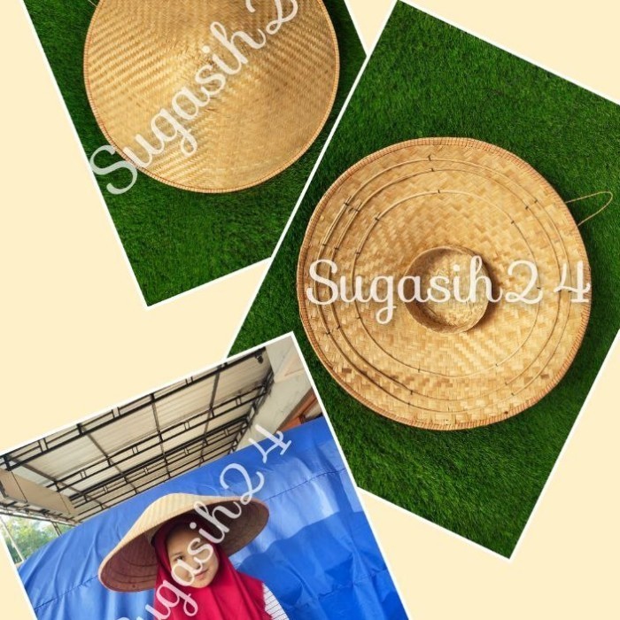 Caping topi petani anyaman bambu 50cm